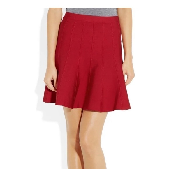 HERVE LEGER Sabine A-line Skirt Lipstick Red XS Bandage Skirt